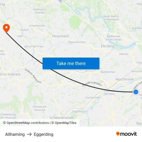 Allhaming to Eggerding map