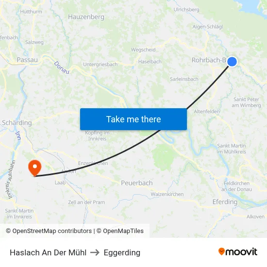 Haslach An Der Mühl to Eggerding map
