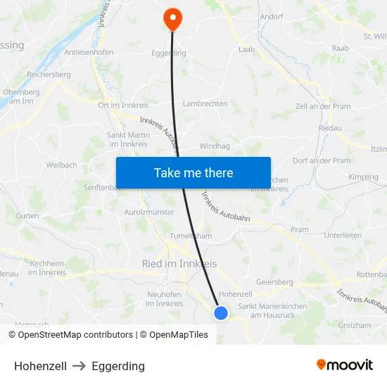 Hohenzell to Eggerding map