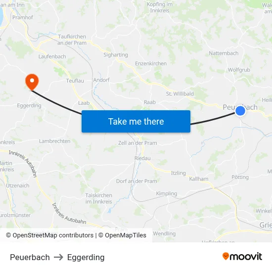Peuerbach to Eggerding map