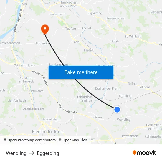 Wendling to Eggerding map