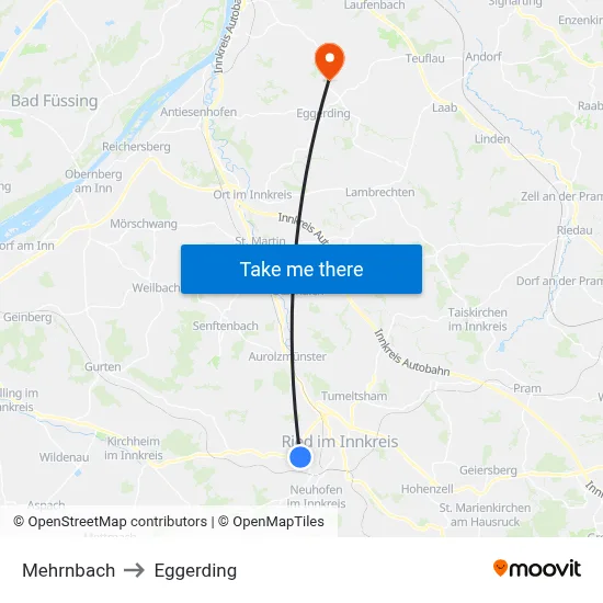Mehrnbach to Eggerding map