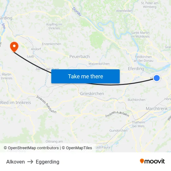Alkoven to Eggerding map