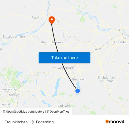 Traunkirchen to Eggerding map