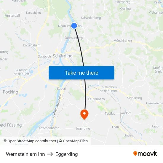 Wernstein am Inn to Eggerding map