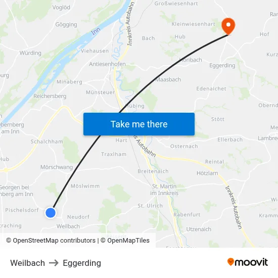 Weilbach to Eggerding map