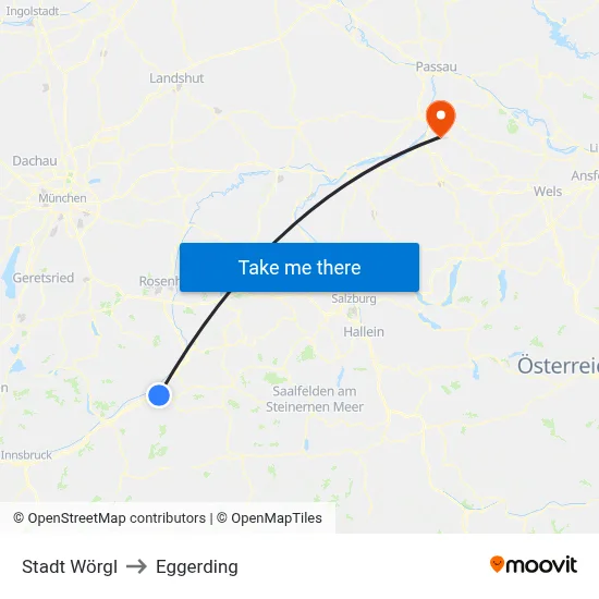 Stadt Wörgl to Eggerding map