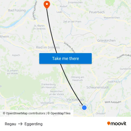 Regau to Eggerding map