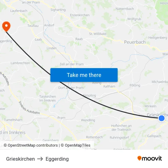 Grieskirchen to Eggerding map