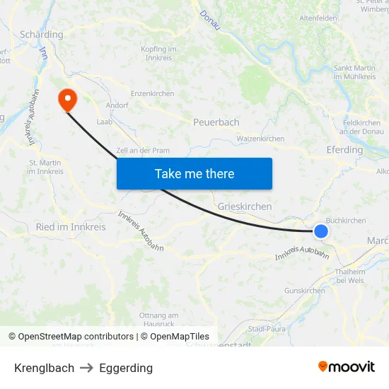 Krenglbach to Eggerding map