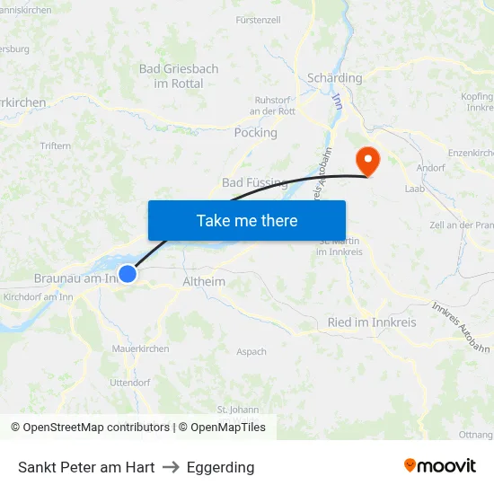 Sankt Peter am Hart to Eggerding map