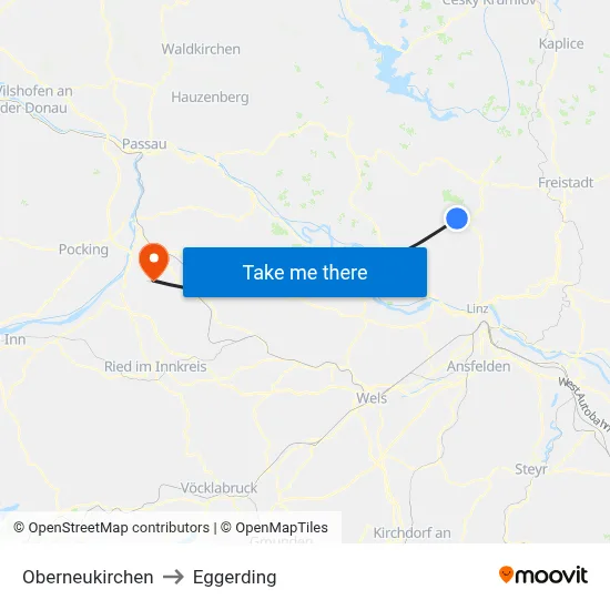 Oberneukirchen to Eggerding map