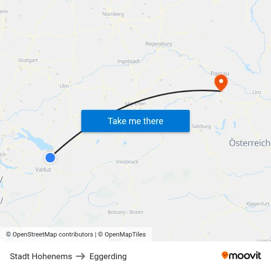 Stadt Hohenems to Eggerding map