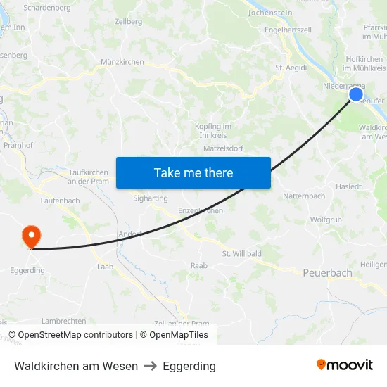 Waldkirchen am Wesen to Eggerding map
