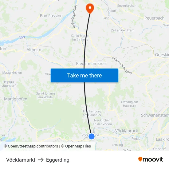 Vöcklamarkt to Eggerding map