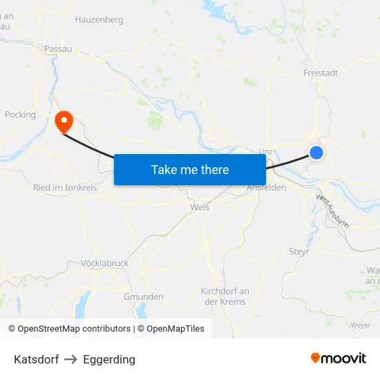 Katsdorf to Eggerding map