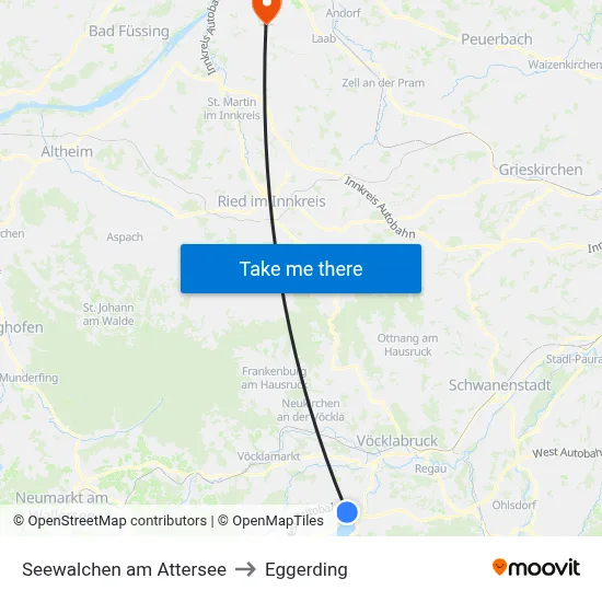 Seewalchen am Attersee to Eggerding map