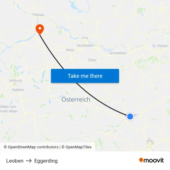 Leoben to Eggerding map