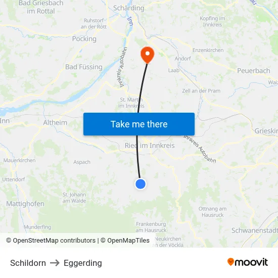 Schildorn to Eggerding map