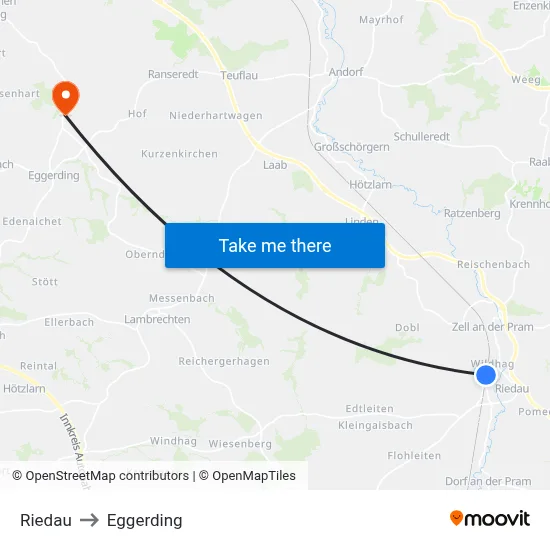 Riedau to Eggerding map