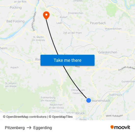 Pitzenberg to Eggerding map
