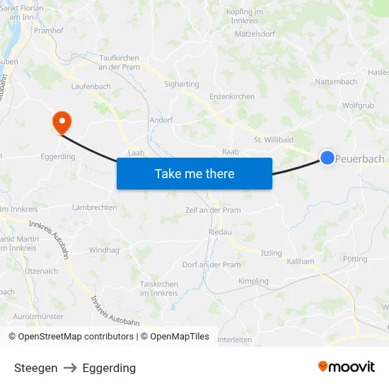 Steegen to Eggerding map