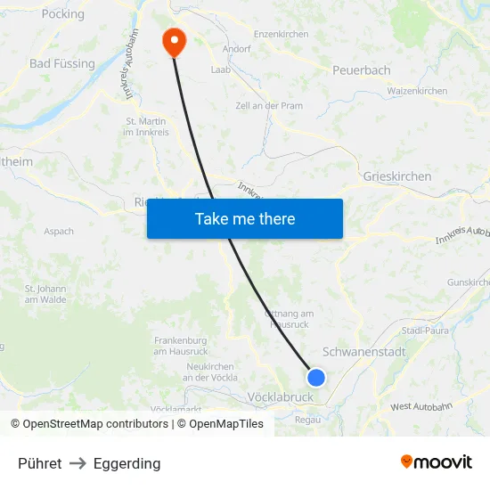 Pühret to Eggerding map