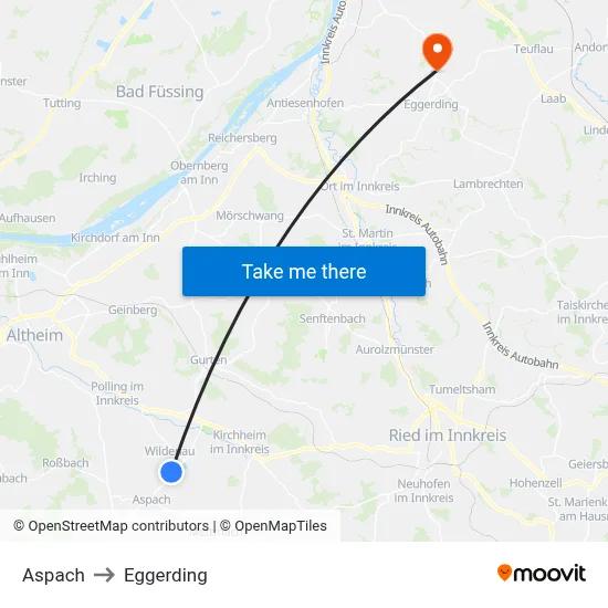Aspach to Eggerding map
