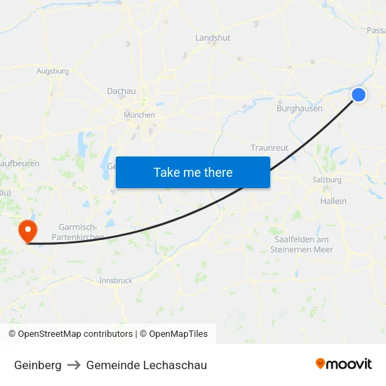 Geinberg to Gemeinde Lechaschau map