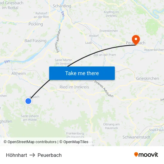 Höhnhart to Peuerbach map