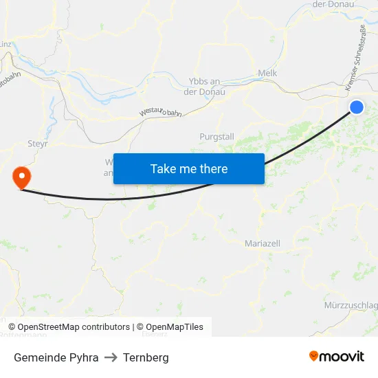Gemeinde Pyhra to Ternberg map