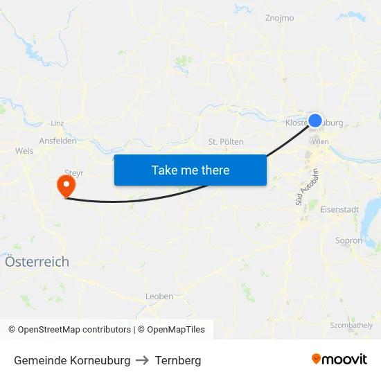 Gemeinde Korneuburg to Ternberg map