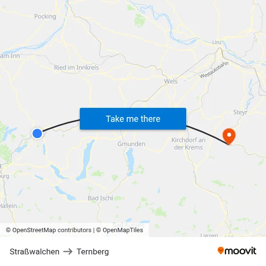Straßwalchen to Ternberg map