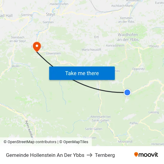 Gemeinde Hollenstein An Der Ybbs to Ternberg map