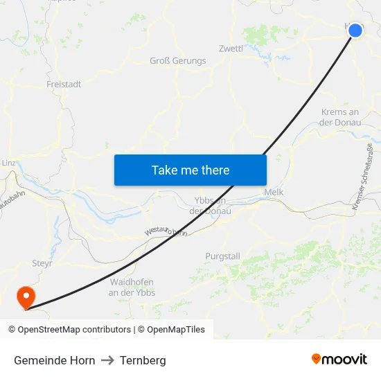Gemeinde Horn to Ternberg map