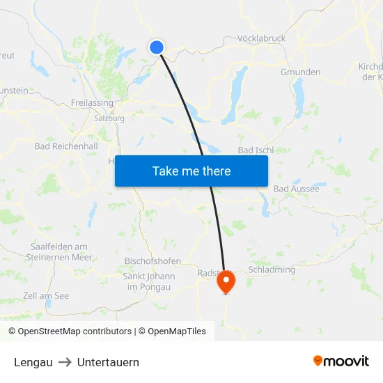 Lengau to Untertauern map