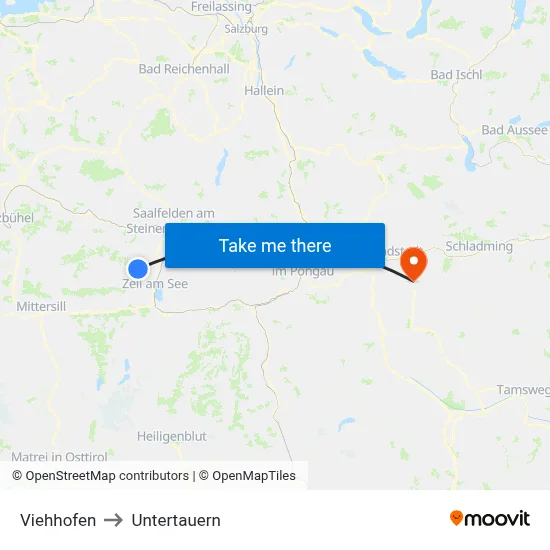 Viehhofen to Untertauern map