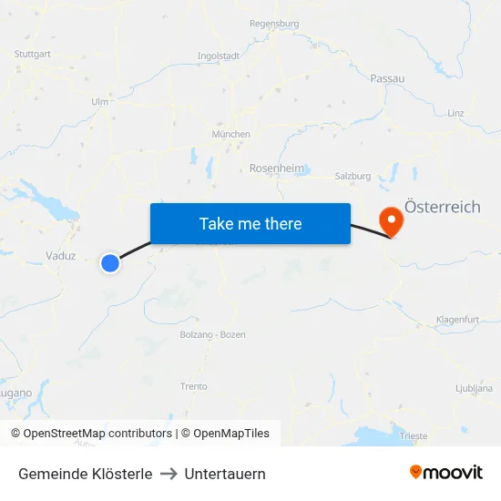 Gemeinde Klösterle to Untertauern map