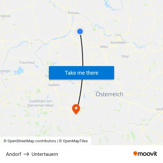Andorf to Untertauern map