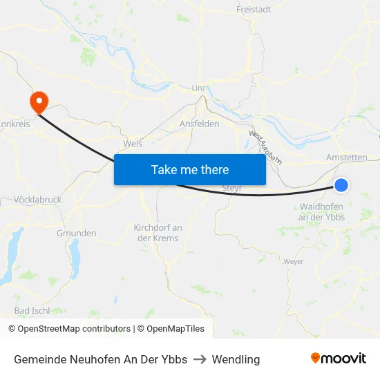 Gemeinde Neuhofen An Der Ybbs to Wendling map