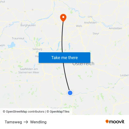 Tamsweg to Wendling map
