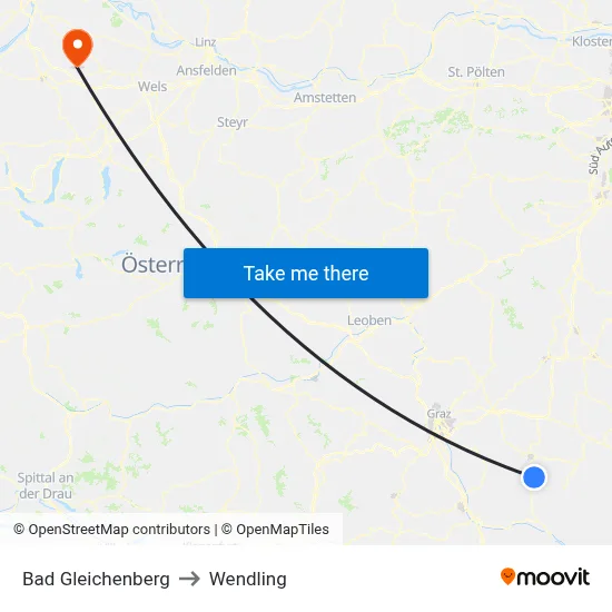 Bad Gleichenberg to Wendling map