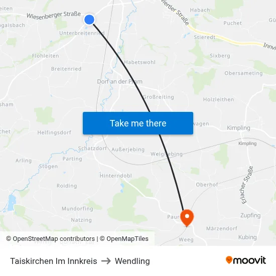 Taiskirchen Im Innkreis to Wendling map