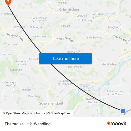 Eberstalzell to Wendling map