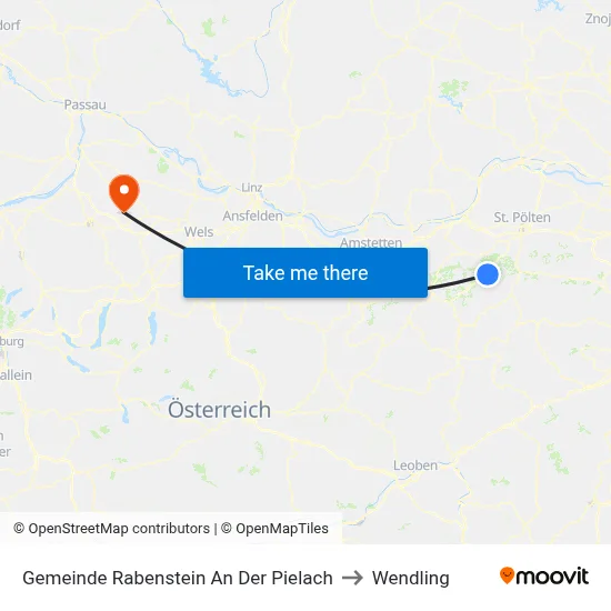 Gemeinde Rabenstein An Der Pielach to Wendling map