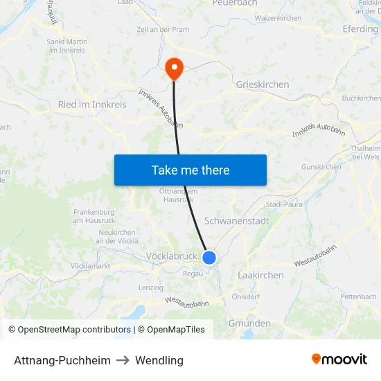 Attnang-Puchheim to Wendling map