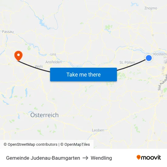 Gemeinde Judenau-Baumgarten to Wendling map