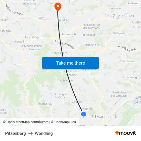 Pitzenberg to Wendling map