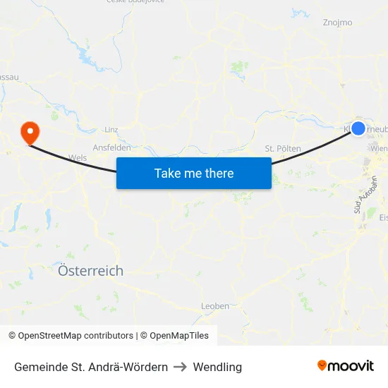 Gemeinde St. Andrä-Wördern to Wendling map
