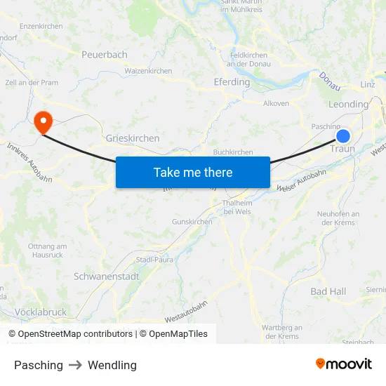 Pasching to Wendling map